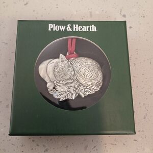 Plow & Hearth Pewter Christmas Holiday Ornament Cat